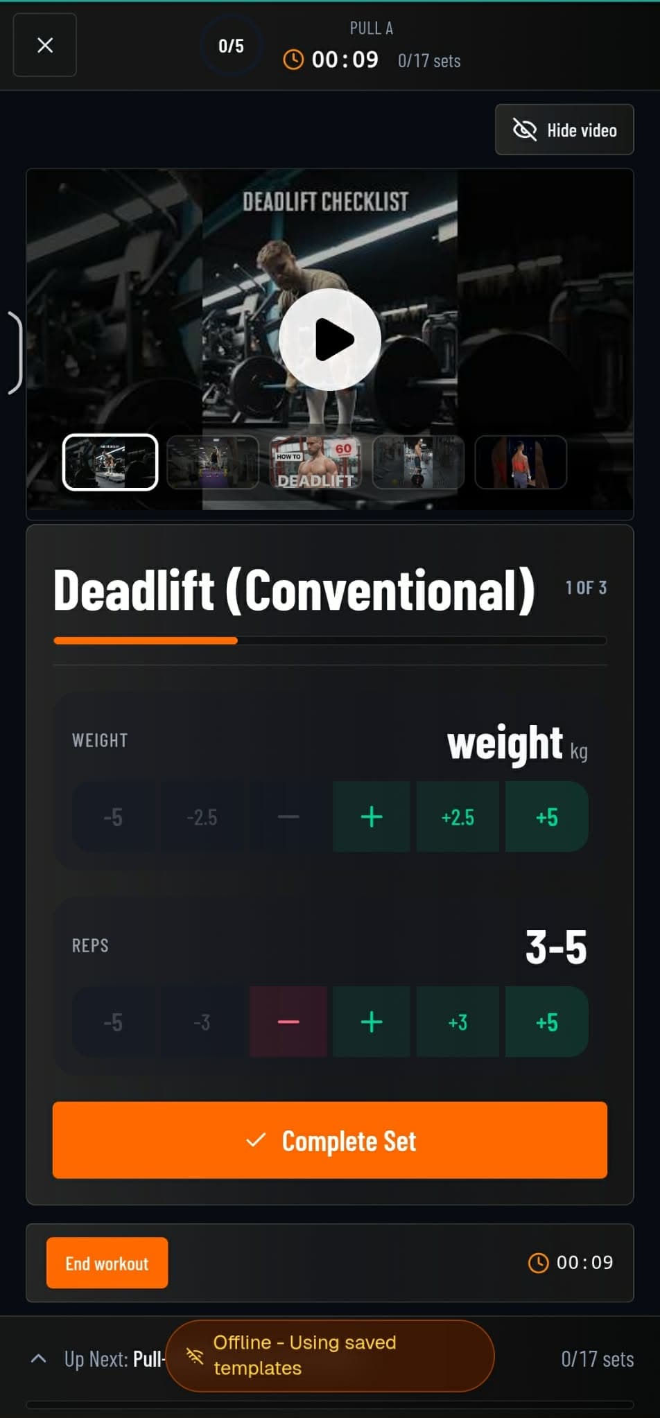 Go-Train workout logging interface